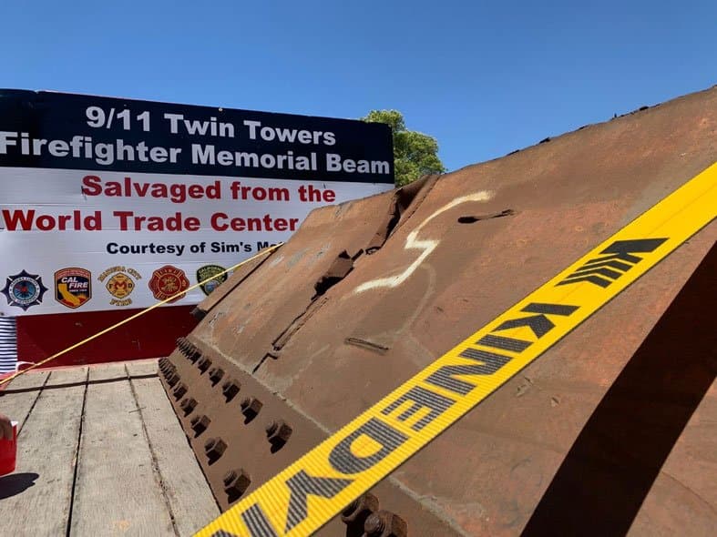 9/11 Twin Towers Firefighter Memorial Beam salvaged from the World Trade Center