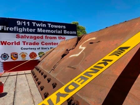 Close-up of the 9/11 Memorial Beam signage